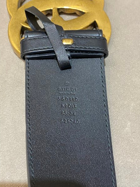 Gucci Black GG Crystal Double G Belt 34-Belt-Gucci-The Closet Egypt