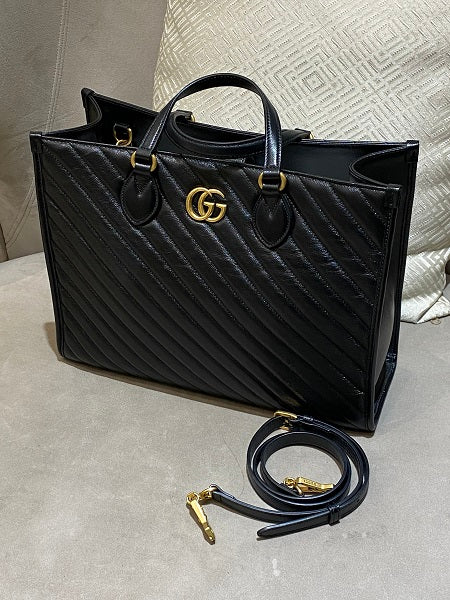 Gucci Black Marmont Tote Medium Bag-handbag-Gucci-The Closet Egypt