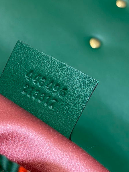 Gucci Green Satin Jacquard Floral Matelasse Marmont Medium Bag-handbag-Gucci-The Closet Egypt