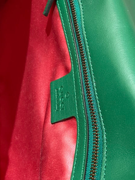 Gucci Green Satin Jacquard Floral Matelasse Marmont Medium Bag-handbag-Gucci-The Closet Egypt