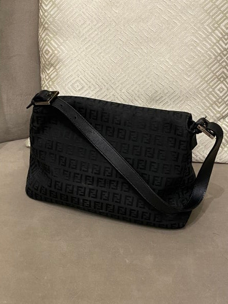 Fendi Black Zucca Mama Forever Shoulder Bag