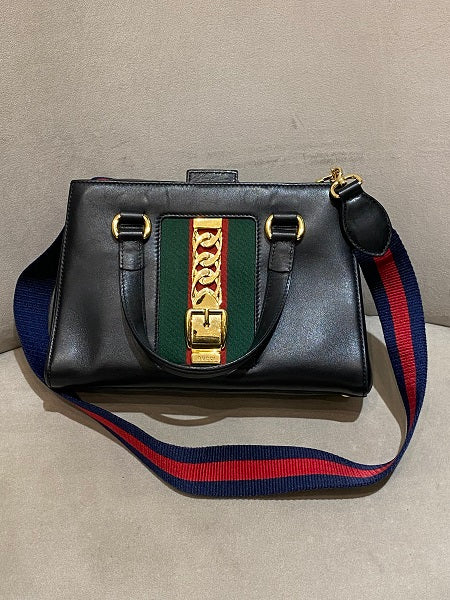 Gucci Black Sylvie Top Handle Bag-handbag-Gucci-The Closet Egypt