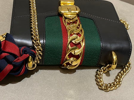 Gucci Black Sylvie Chain Crossbody Bag