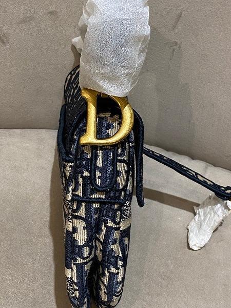Christian Dior Blue Oblique Embroidery Saddle Bag-handbag-Christian Dior-The Closet Egypt