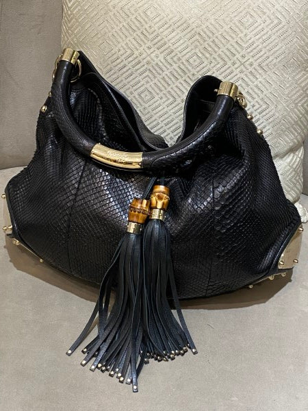 Gucci Black Python Babouska Indy Hobo Bag-handbag-Gucci-The Closet Egypt