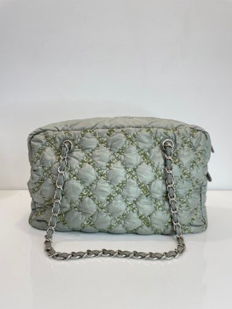 Chanel Pistache Quilted Bubble Nylon Tweed Stitch L.E Bag
