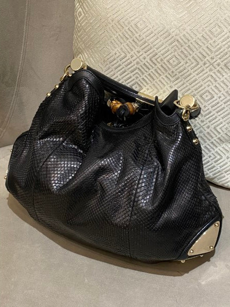 Gucci Black Python Babouska Indy Hobo Bag-handbag-Gucci-The Closet Egypt