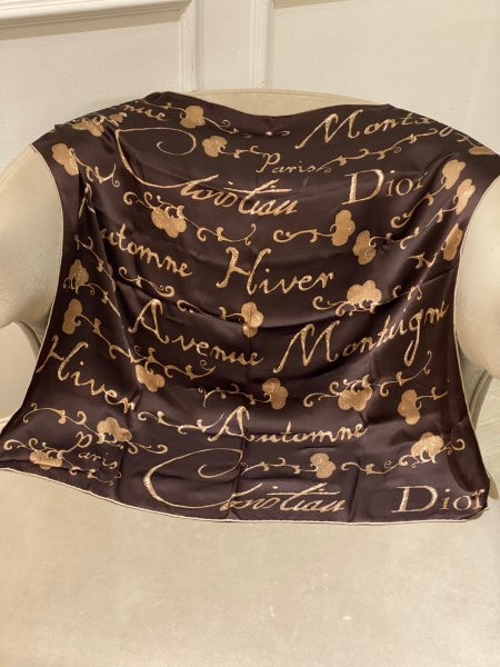 Christian Dior Brown Square Scarf-Scarf-Christian Dior-The Closet Egypt