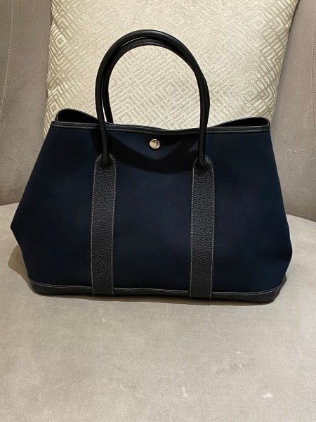 Hermes Black Garden Party Toile 36cm Negonda Bag