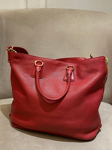 Prada Red Vitello Daino Bag-handbag-Prada-The Closet Egypt