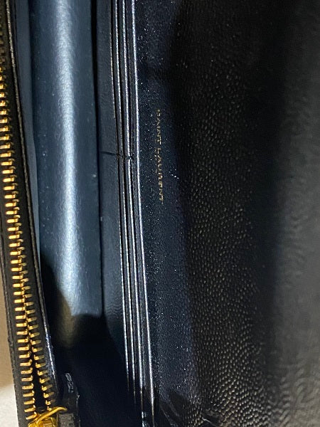 YSL Black Cassandre Envelope Chain Wallet