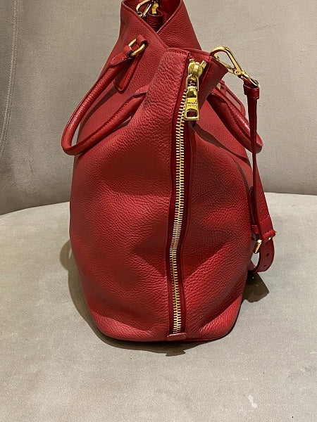 Prada Red Vitello Daino Bag-handbag-Prada-The Closet Egypt