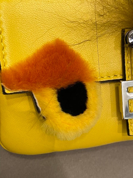 Fendi Yellow Fur Micro Monster Baguette Bag