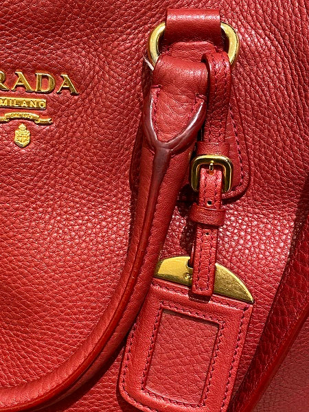 Prada Red Vitello Daino Bag-handbag-Prada-The Closet Egypt
