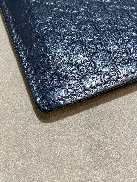 Gucci Navy Blue Microguccissima Bi-Fold Men Wallet-wallet-Gucci-The Closet Egypt