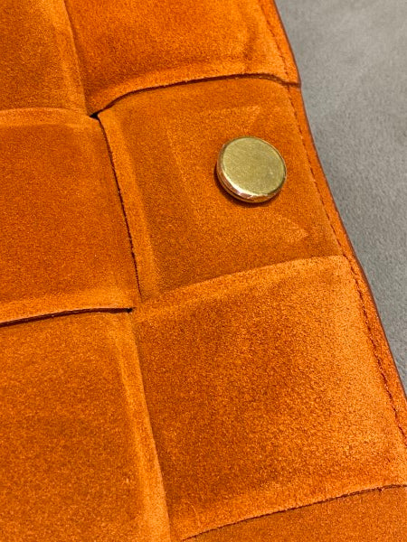 Bottega Veneta Orange Suede Chain Cassette Crossbody Bag