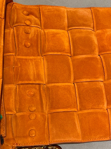 Bottega Veneta Orange Suede Chain Cassette Crossbody Bag