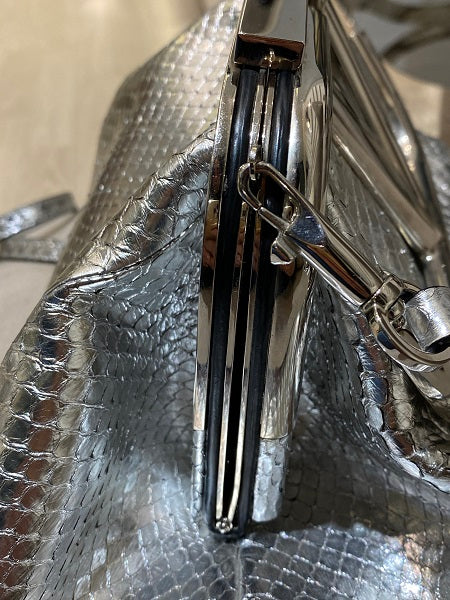 Valentino Silver Python Supervee Clutch Bag-Clutch Bag-Valentino-The Closet Egypt