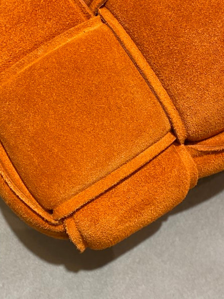 Bottega Veneta Orange Suede Chain Cassette Crossbody Bag