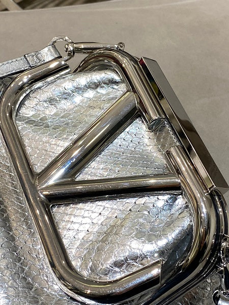 Valentino Silver Python Supervee Clutch Bag-Clutch Bag-Valentino-The Closet Egypt