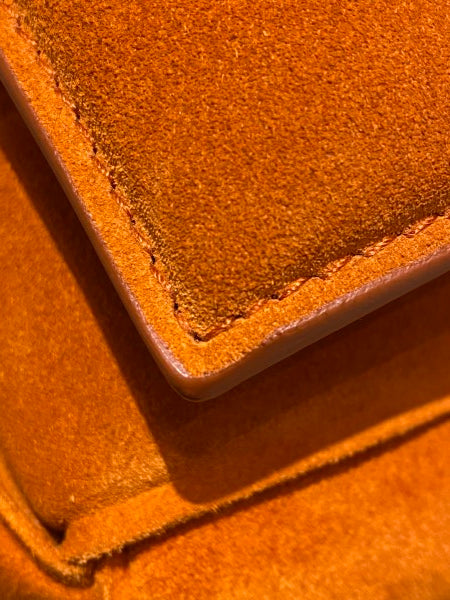 Bottega Veneta Orange Suede Chain Cassette Crossbody Bag