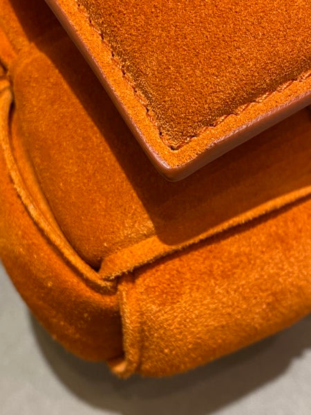 Bottega Veneta Orange Suede Chain Cassette Crossbody Bag
