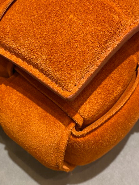 Bottega Veneta Orange Suede Chain Cassette Crossbody Bag