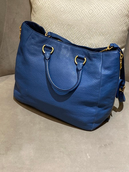 Prada Blue Vitello Daino 2 Way Bag-handbag-Prada-The Closet Egypt