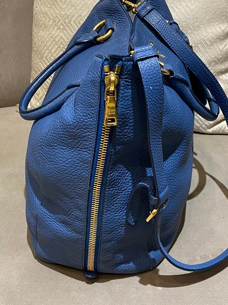 Prada Blue Vitello Daino 2 Way Bag-handbag-Prada-The Closet Egypt