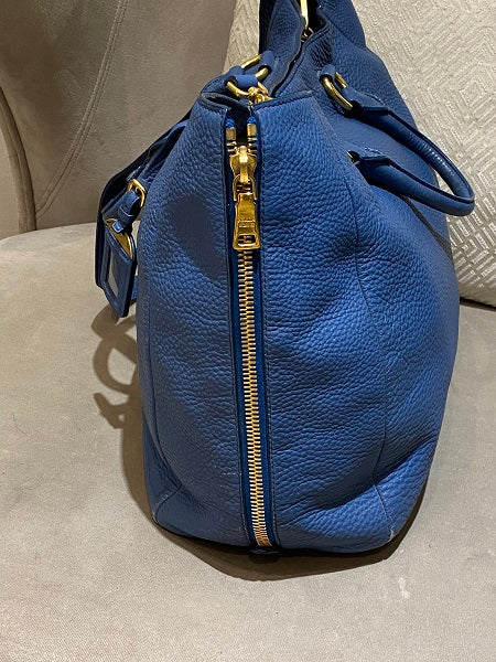 Prada Blue Vitello Daino 2 Way Bag-handbag-Prada-The Closet Egypt