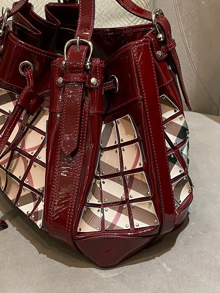Burberry Dark Red Nova Check Warrior Bag-handbag-Burberry-The Closet Egypt