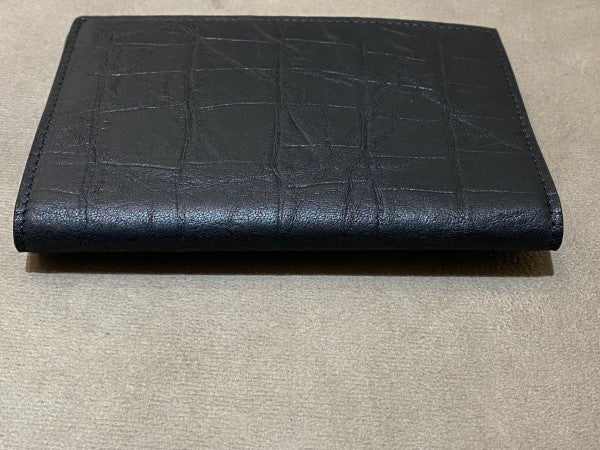 YSL Black Croc Embossed Bifold Wallet-wallet-YSL-The Closet Egypt
