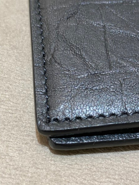 YSL Black Croc Embossed Bifold Wallet-wallet-YSL-The Closet Egypt