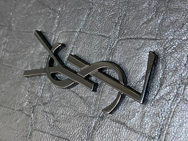 YSL Black Croc Embossed Bifold Wallet-wallet-YSL-The Closet Egypt