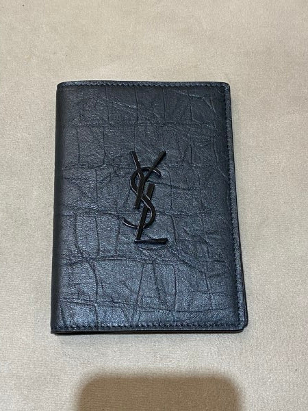YSL Black Croc Embossed Bifold Wallet-wallet-YSL-The Closet Egypt