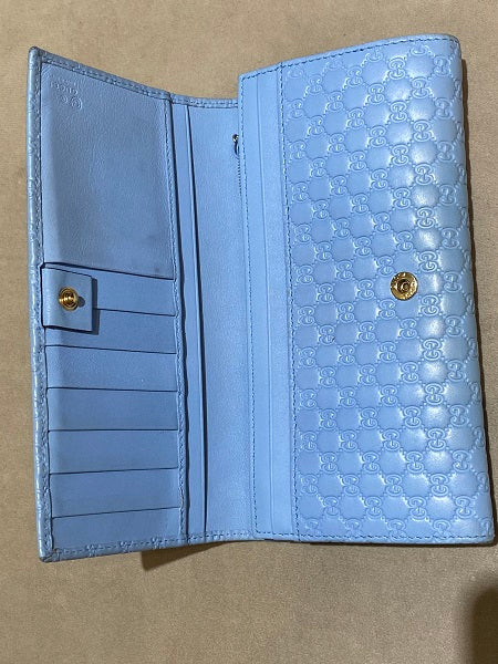 Gucci Baby Blue Microguccissima Continental Flap Wallet