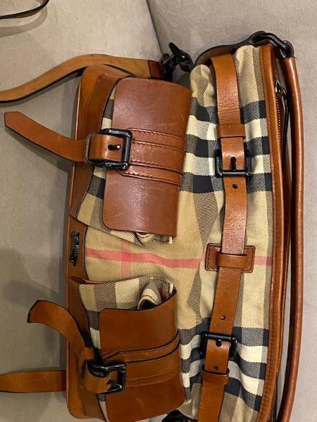 Burberry Brown Haymarket Front Pocket Bag-handbag-Burberry-The Closet Egypt