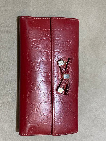 Gucci Red GG Guccissima Bow Continental Wallet-wallet-Gucci-The Closet Egypt
