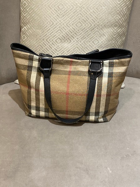 Burberry Bicolor Shimmery Nova Check Tote Bag-handbag-Burberry-The Closet Egypt