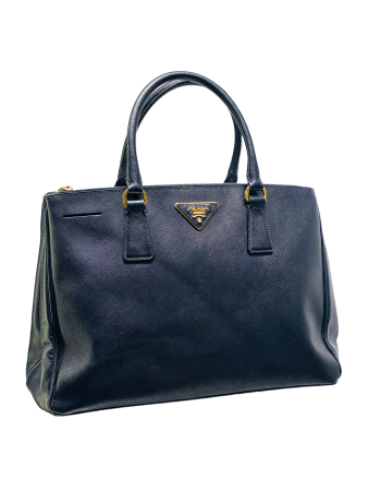 Prada Blue Galleria Double Zip Medium Bag