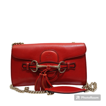 Gucci Red Horsebit Emily Shoulder Bag