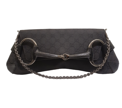 Gucci Black GG Horsebit Clutch Bag