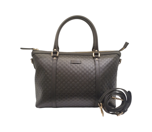 Gucci Black GG Microguccissima Convertible Satchel Bag