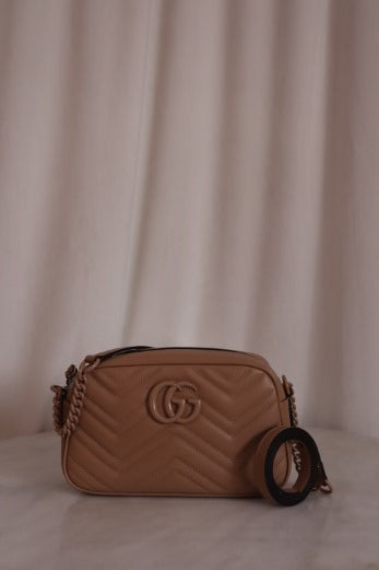 Gucci Beige GG Marmont Small Shoulder Bag