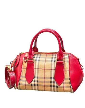 Burberry Haymarket Red Panel Blaze Tote Bag