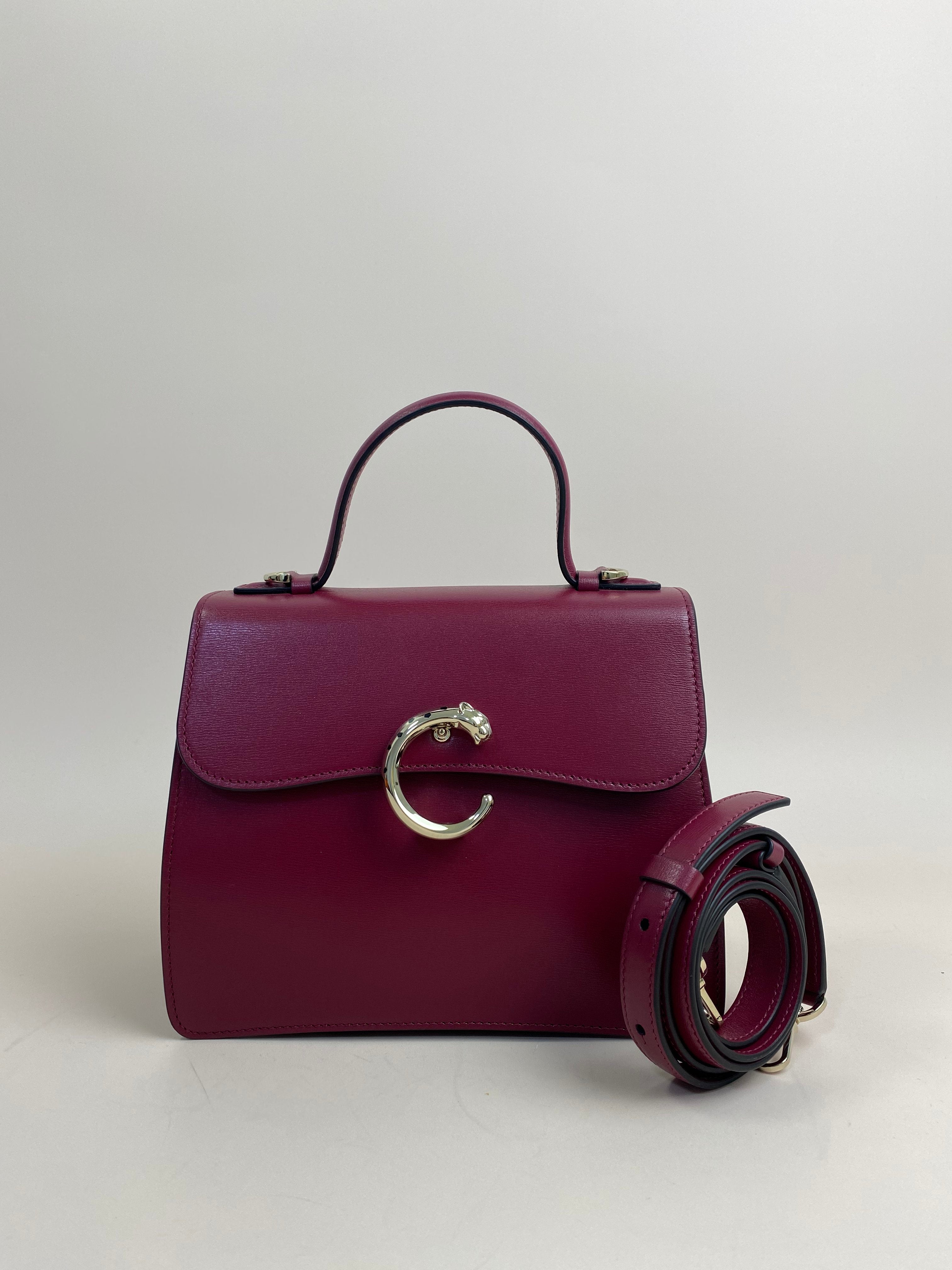 Cartier Red Small Model Panthere De Cartier Top Handle Bag