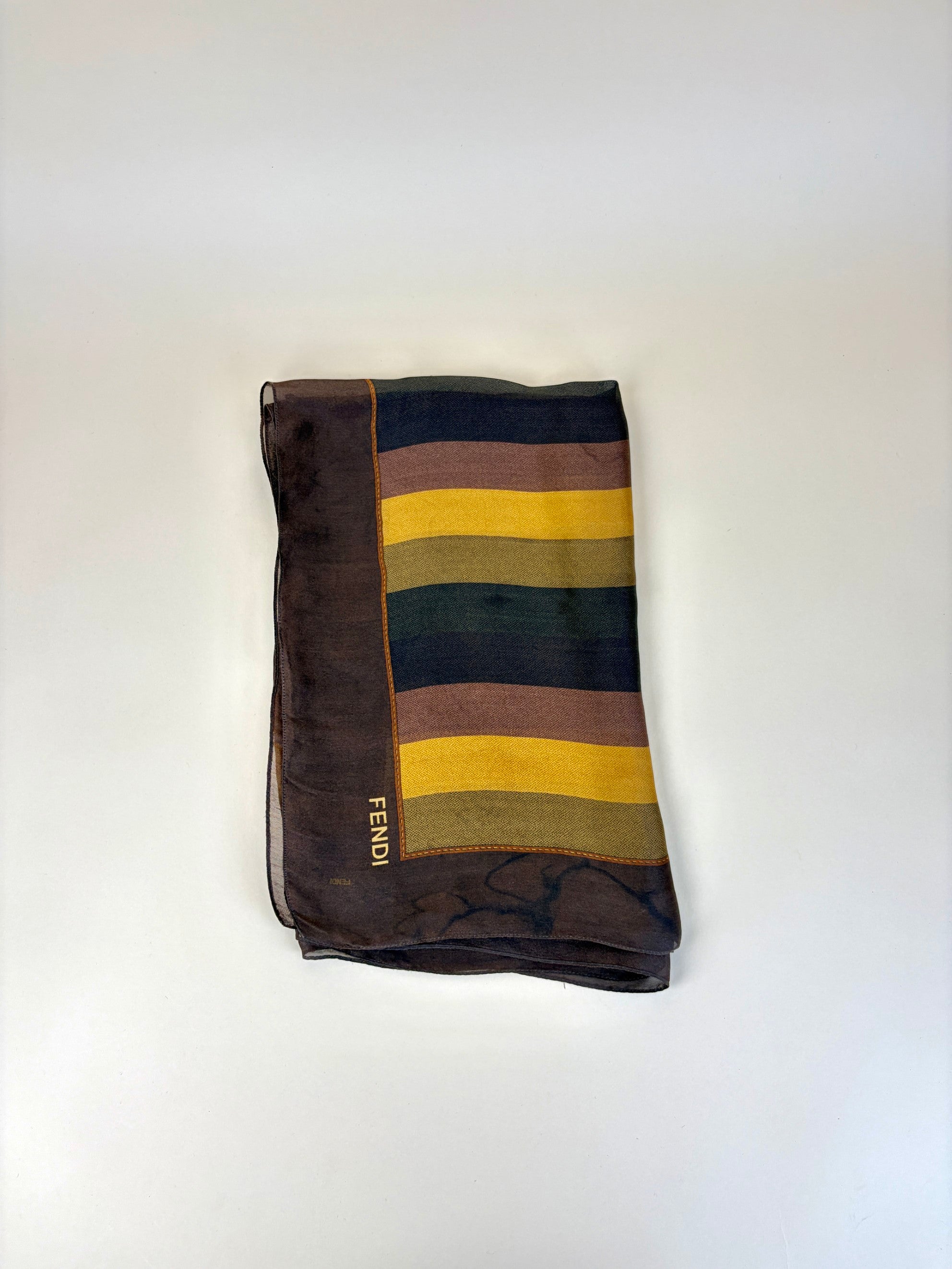 Fendi Bicolor Striped Long Silk Scarf