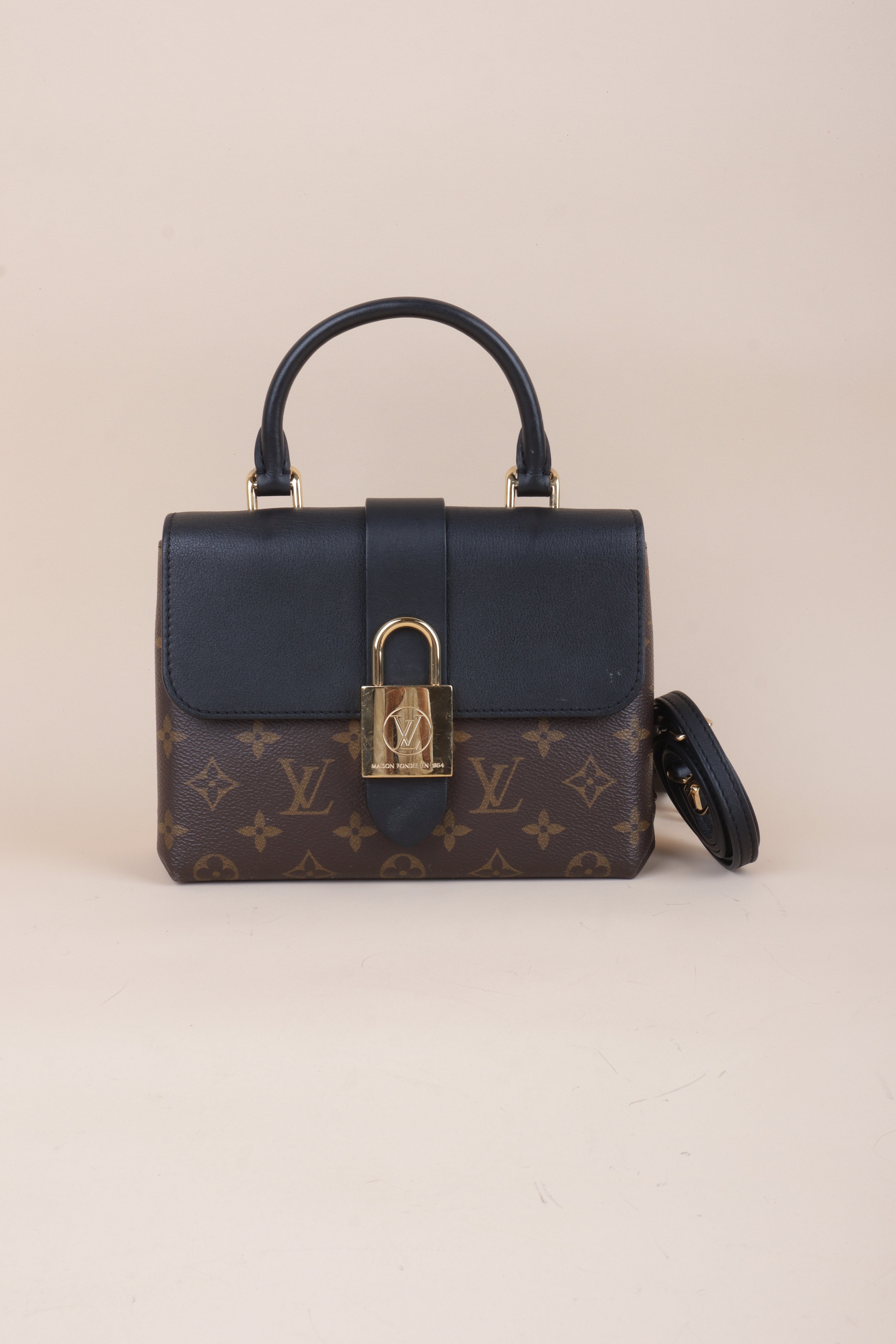 Louis Vuitton Monogram Black Locky BB Bag with Strap