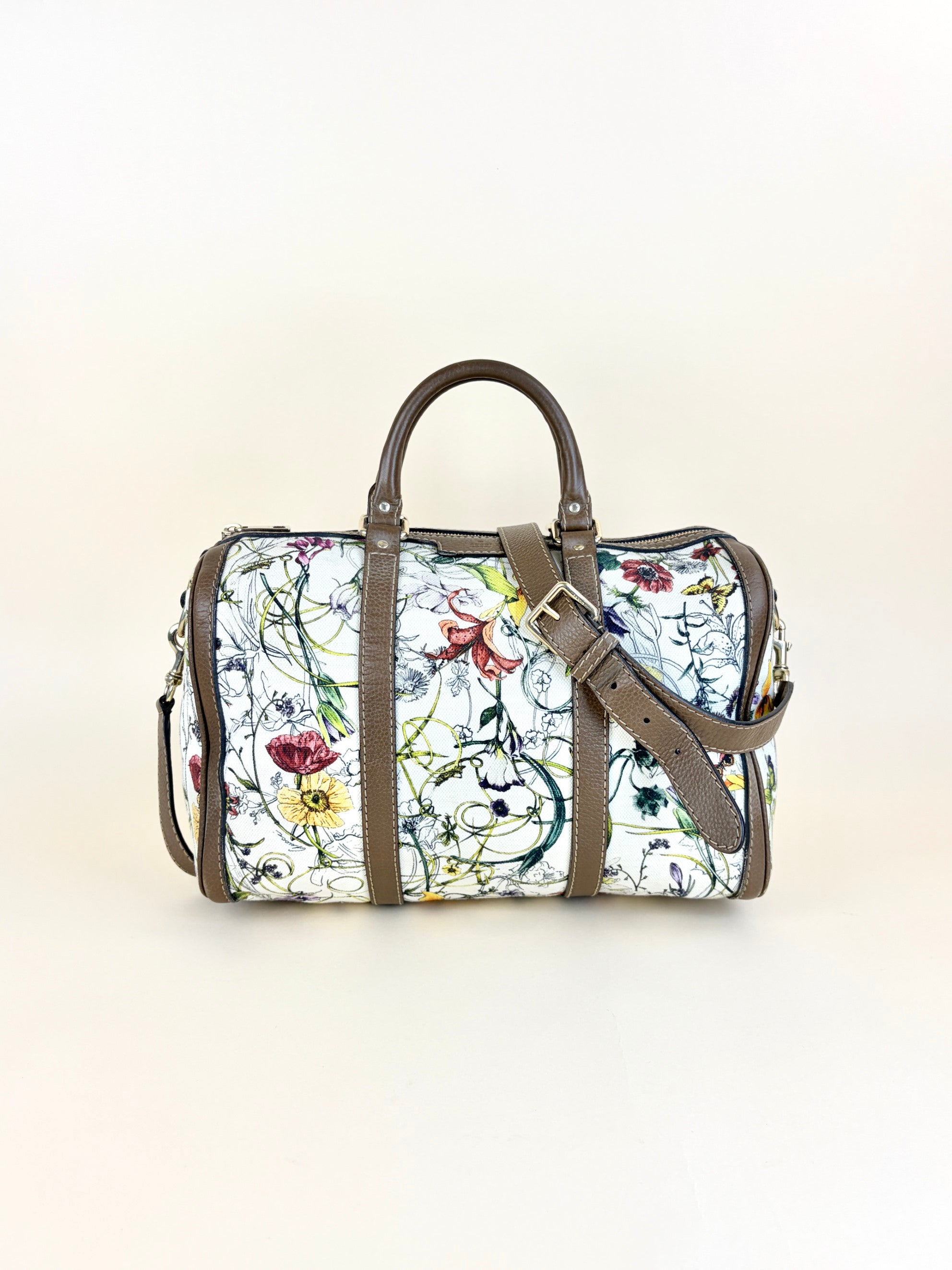 Gucci floral infinity joy Boston beige canvas /brown leather