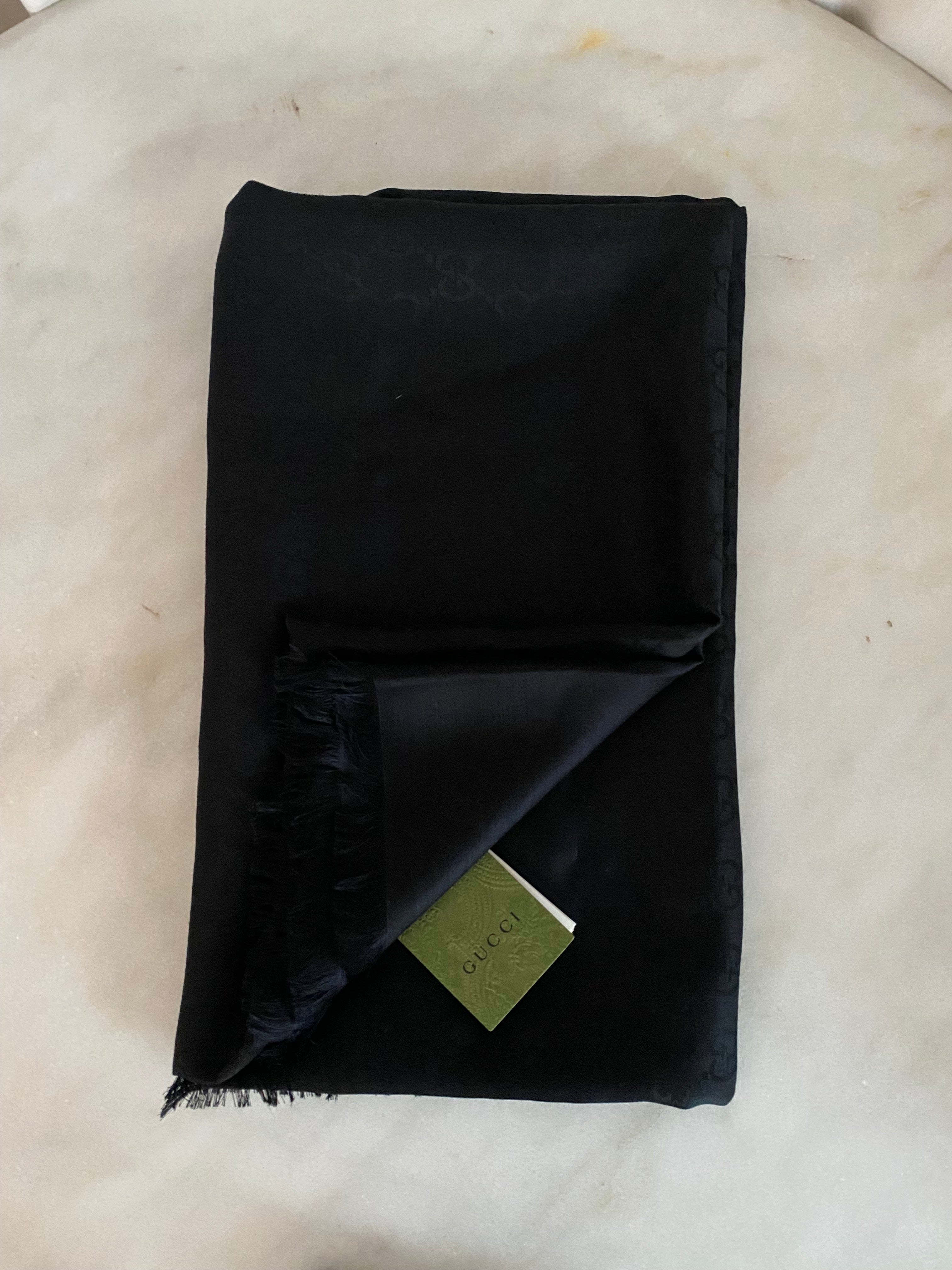 Gucci Black GG Scarf